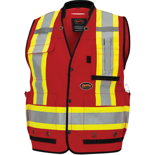 6678 Veste d'arpenteur antimicrobienne haute visibilit&eacute; avec dos en maille, Rouge, Petit, Polyester Distribution Industrielle GC