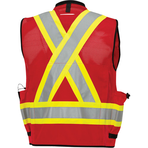 6678 Veste d'arpenteur antimicrobienne haute visibilit&eacute; avec dos en maille, Rouge, Petit, Polyester Distribution Industrielle GC