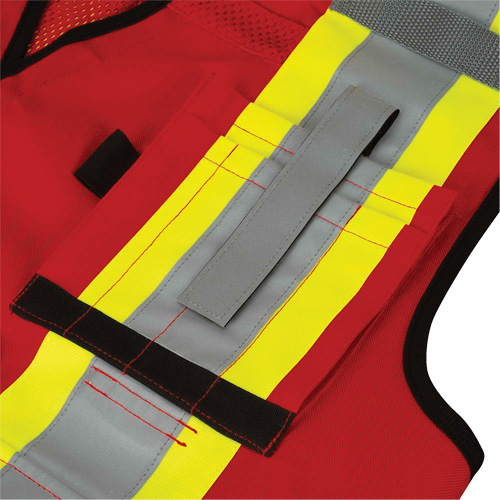 6678 Veste d'arpenteur antimicrobienne haute visibilit&eacute; avec dos en maille, Rouge, Petit, Polyester Distribution Industrielle GC