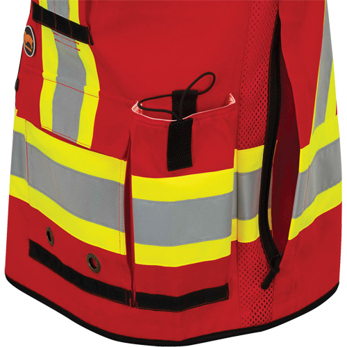 6678 Veste d'arpenteur antimicrobienne haute visibilit&eacute; avec dos en maille, Rouge, Petit, Polyester Distribution Industrielle GC