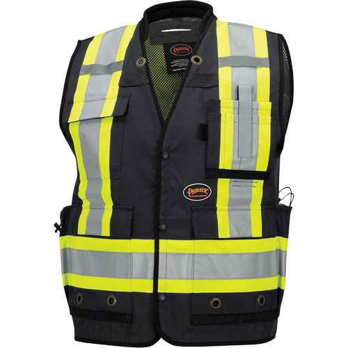 6679 Veste d'arpenteur antimicrobienne haute visibilit&eacute; avec dos en maille, Noir, Petit, Polyester Distribution Industrielle GC