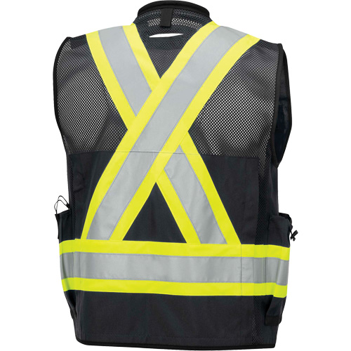 6679 Veste d'arpenteur antimicrobienne haute visibilit&eacute; avec dos en maille, Noir, Petit, Polyester Distribution Industrielle GC