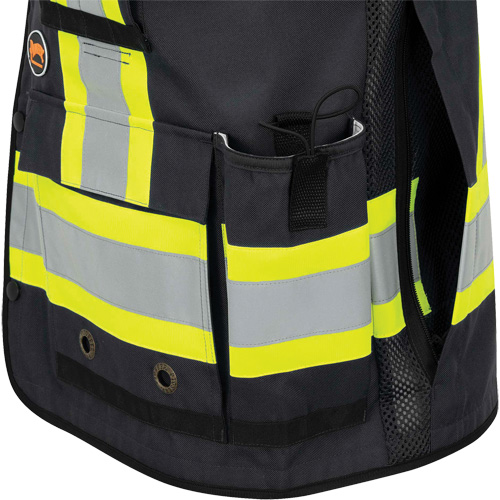 6679 Veste d'arpenteur antimicrobienne haute visibilit&eacute; avec dos en maille, Noir, Petit, Polyester Distribution Industrielle GC