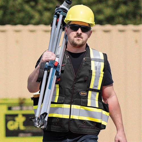 6679 Veste d'arpenteur antimicrobienne haute visibilit&eacute; avec dos en maille, Noir, Petit, Polyester Distribution Industrielle GC