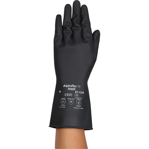 AlphaTec&reg; 87-118 Chemical-Resistance Gloves, Size Small/7, 12.6" L, Rubber Latex, Cotton Inner Lining, 31-mil Distribution Industrielle GC