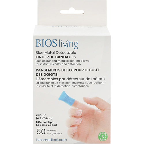Bandages bleus, Bout de doigt, 3", Tissu d&eacute;tectable, St&eacute;rile Distribution Industrielle GC
