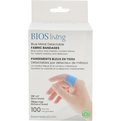 Bandages bleus, Rectangulaire/carr&eacute;e, 3", Tissu d&eacute;tectable, St&eacute;rile Distribution Industrielle GC