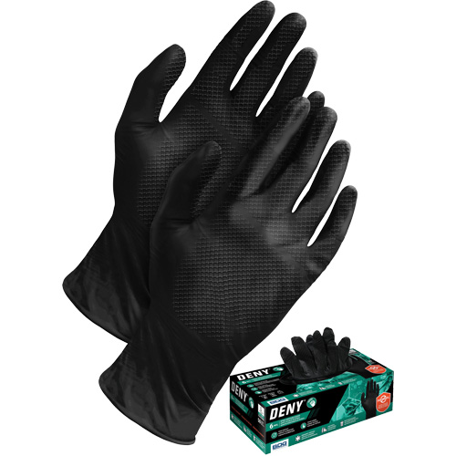 Gants jetables Deny, Petit, Nitrile, 6 mils, Sans poudre, Noir Distribution Industrielle GC