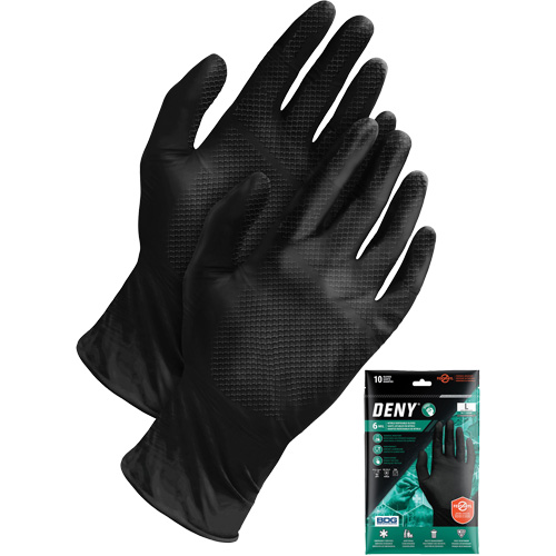 Gants jetables Deny, Petit, Nitrile, 6 mils, Sans poudre, Noir Distribution Industrielle GC