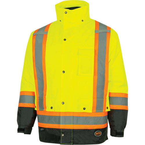 Parka de s&eacute;curit&eacute; d'hiver imperm&eacute;able 7-en-1 5057 Pioneer Yukon, Polyester, Noir/Jaune lime haute visibilit&eacute;, T-petit Distribution Industrielle GC
