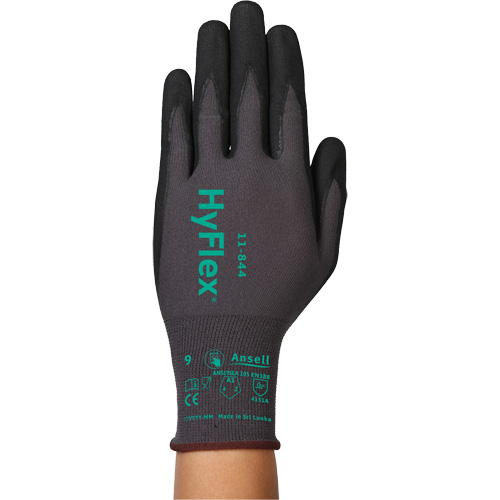 HyFlex&reg; 11-844 Gloves, Size 5/2X-Small, 15 Gauge, Foam Nitrile Coated, Nylon/Spandex Shell, ASTM ANSI Level A1/EN 388 Level 1/EN 388 Level A Distribution Industrielle GC