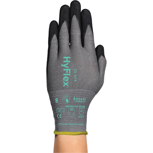 Gants r&eacute;sistants &agrave; la coupe HYFLEX 11-574, Taille 5/2T-petit, Calibre 21, Rev&ecirc;tement Mousse de nitrile, Enveloppe en Intercept, ASTM ANSI niveau A4/EN 388 niveau D Distribution Industrielle GC