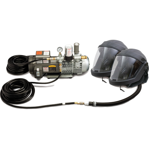 Syst&egrave;me de casque et de protection respiratoire &agrave; adduction d'air DEFENDER pour 2 travailleur Distribution Industrielle GC
