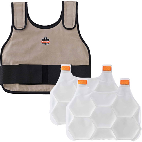Veste de refroidissement &agrave; changement de phase standard avec sachets de recharge Chill-Its 6230, Grand/T-Grand, Khaki Distribution Industrielle GC