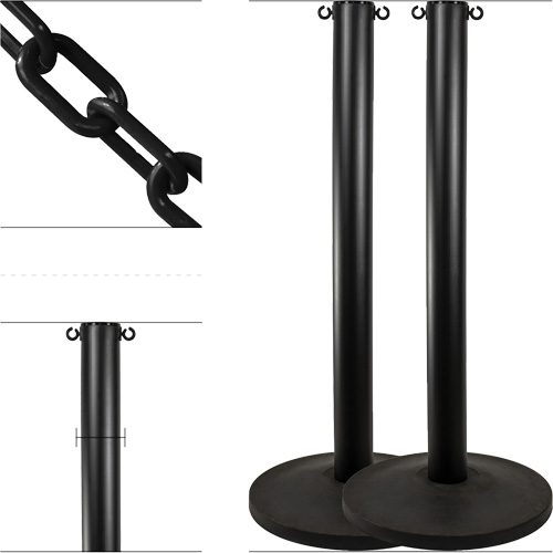 Industrial Stanchion Kit with Plastic Chain, 37" High, Black Distribution Industrielle GC