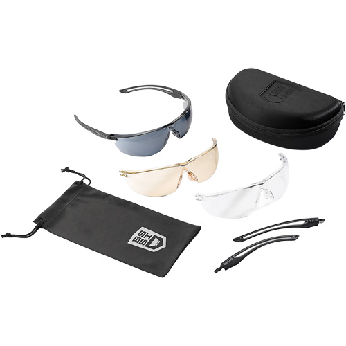 Ensemble de lunettes de s&eacute;curit&eacute; &agrave; protection balistique Gunfire 2.0, Lentille Transparent/Cuivre/Fum&eacute;e, Antibu&eacute;e/Anti-&eacute;gratignures, ANSI Z87+ Distribution Industrielle GC