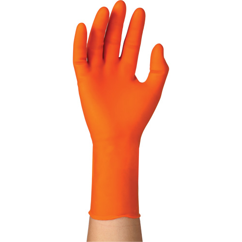 Gants jetables TOUCHNTUFF 93-800, 6,5/7, Latex/N&eacute;opr&egrave;ne/Nitrile, 23,6-mils, Sans poudre, Orange Distribution Industrielle GC