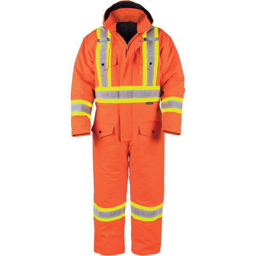 Salopette en canevas doubl&eacute;e haute visibilit&eacute;, Petit, Orange haute visibilit&eacute; Distribution Industrielle GC