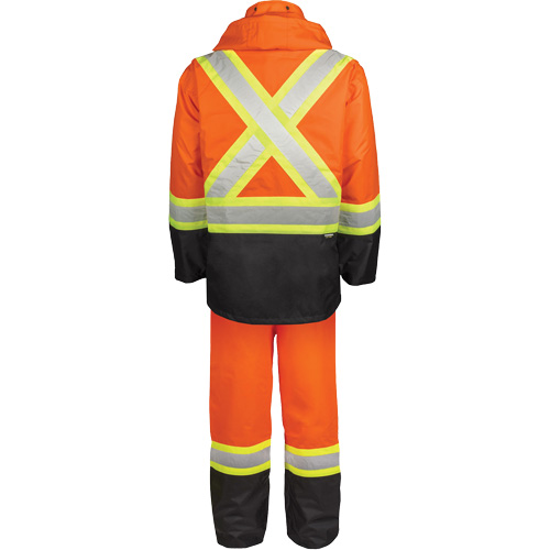 Ensemble de pluie haute visibilit&eacute; en tissu 150 deniers, Polyester, 2T-Grand, Orange haute visibilit&eacute; Distribution Industrielle GC