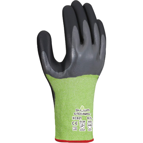 S-TEX Alpha XC821 Cut-Resistant Gloves, Size 2X-Large/10, 18 Gauge, Nitrile Coated, Polyester/Nylon/Polyurethane/HPPE/Tungsten Shell, ASTM ANSI Level A6/EN 388 Level F Distribution Industrielle GC