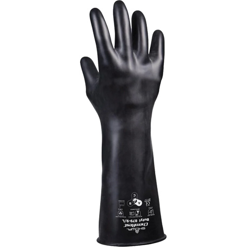879 Acid-Resistant Gloves, Size Medium/8, 14" L, Butyl Rubber, 28-mil Distribution Industrielle GC