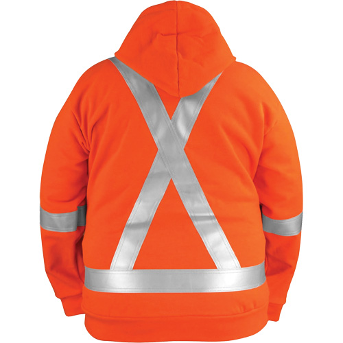 Chandail haute visibilit&eacute; &agrave; fermeture &eacute;clair sur le devant, r&eacute;sistant au vent, avec capuchon amovible, Hommes, 2T-Grand, Orange haute visibilit&eacute;, 27,7 cal/cm² Distribution Industrielle GC