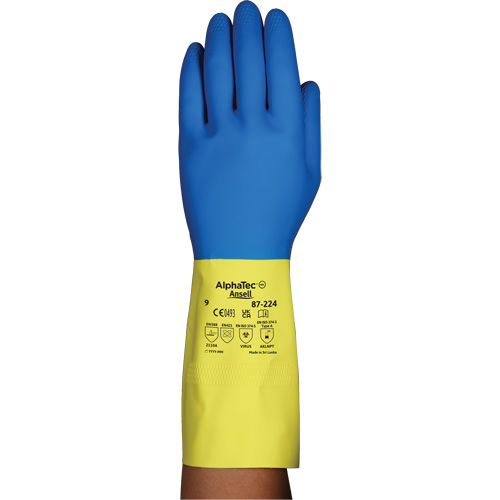 Gants r&eacute;sistants aux produits chimiques AlphaTec 87-224, Taille 10, 12,8" lo, N&eacute;opr&egrave;ne/Latex de caoutchouc, Doublure en Coton/Ouat&eacute;e, 26,8 mils Distribution Industrielle GC