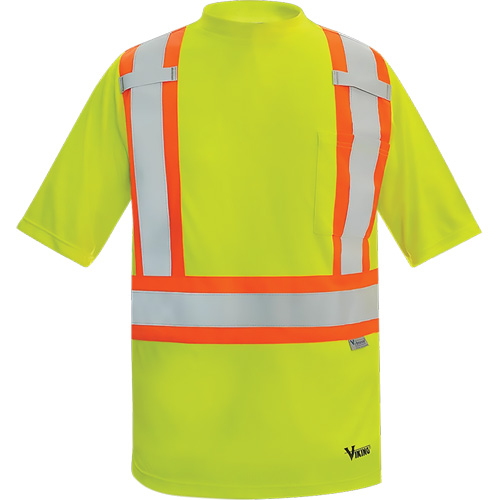 T-shirt de s&eacute;curit&eacute; doubl&eacute; de bambou Viking, Polyester, Grand, Jaune lime haute visibilit&eacute; Distribution Industrielle GC