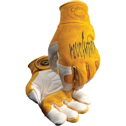 Gants de soudeur TIG/MIG de premi&egrave;re qualit&eacute; Caiman avec fermeture &agrave; boucles & crochets, Cuir de vache refendu, Taille Moyen Distribution Industrielle GC
