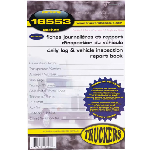 Carnet bilingue de registre quotidien et de rapport d'inspection de v&eacute;hicule Distribution Industrielle GC