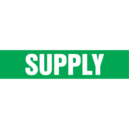"Supply" Pipe Markers, Self-Adhesive, 4" H x 24" W, White on Green Distribution Industrielle GC