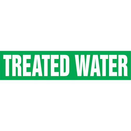 "Treated Water" Pipe Markers, Self-Adhesive, 2-1/2" H x 12" W, White on Green Distribution Industrielle GC