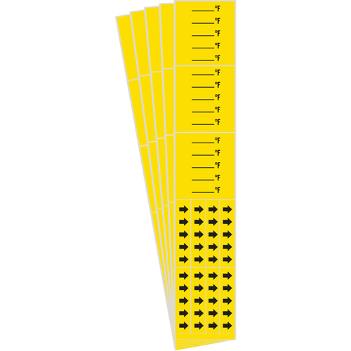 "Blank °F" Pipe Markers, Self-Adhesive, 2-1/4" H x 14" W, Black on Yellow Distribution Industrielle GC