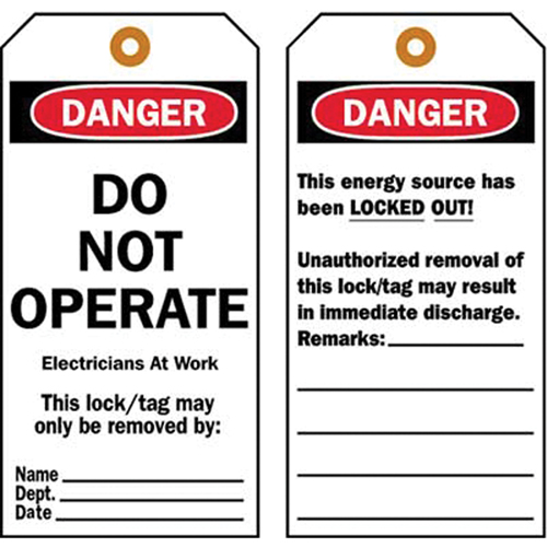 &eacute;tiquettes de verrouillage, Plastique, 3" la x 5-1/2" h, Anglais Distribution Industrielle GC