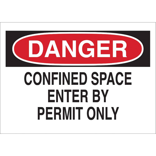 Enseigne "DANGER Confined Space Enter By Permit Only", 10" x 14", Polystyr&egrave;ne, Anglais Distribution Industrielle GC