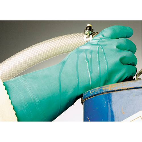 Gants &agrave; prise emboss&eacute;e &agrave; motif en Z StanSolv, Taille Moyen/8, 14" lo, Nitrile, Doublure en Interlock, 11 mils Distribution Industrielle GC
