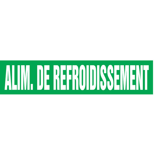 Marqueurs de tuyau "Alim. de Refroidissement", Autocollant, 2-1/2" h x 12" la, Blanc/vert Distribution Industrielle GC