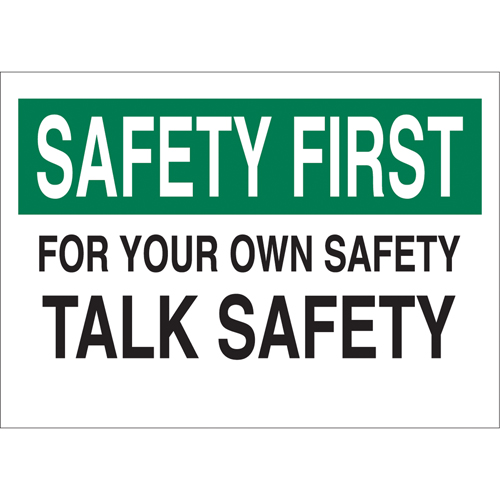 Enseigne  Talk Safety , 10" x 14", Aluminium, Anglais Distribution Industrielle GC