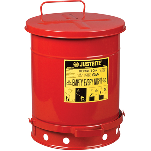 Oily Waste Cans, FM Approved/UL Listed, 10 US gal., Red Distribution Industrielle GC