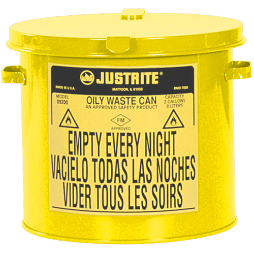 Contenants pour d&eacute;chets huileux, Homologu&eacute; FM/List&eacute; UL, 2 gal. US, Jaune Distribution Industrielle GC