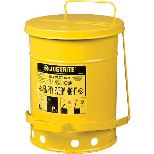 Contenants pour d&eacute;chets huileux, Homologu&eacute; FM/List&eacute; UL, 6 gal. US, Jaune Distribution Industrielle GC