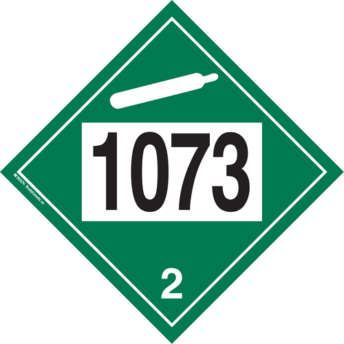 1073 Liquefied Oxygen Non-Flammable Gas TDG Placard, Plastic Distribution Industrielle GC