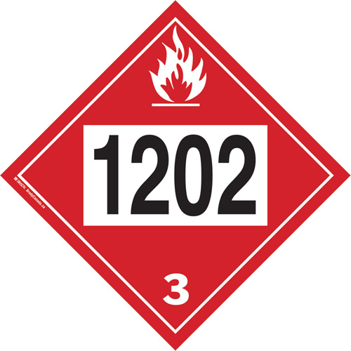 1202 Fuel Oil Flammable Liquid TDG Placard, Plastic Distribution Industrielle GC