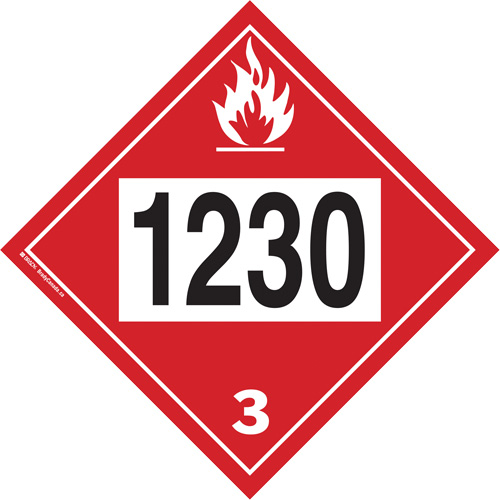 1230 Methanol TDG Placard, Plastic Distribution Industrielle GC