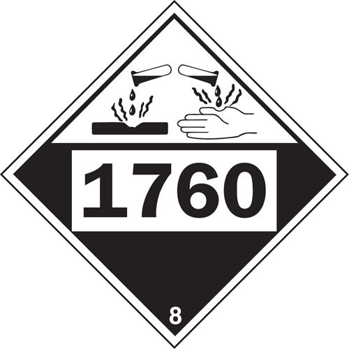 1760 Aluminum Phosphate Corrosive Materials TDG Placard, Plastic Distribution Industrielle GC