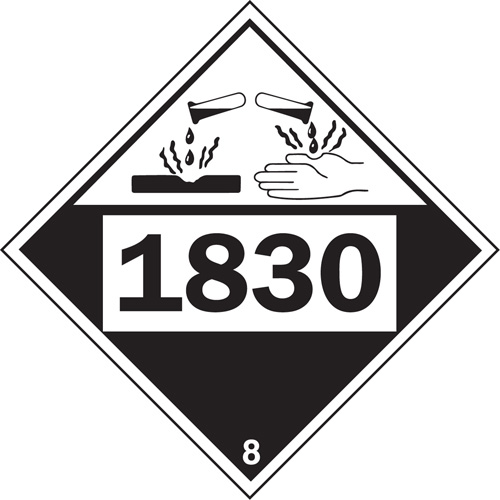 1830 Sulphuric Acid Corrosive Materials TDG Placard, Plastic Distribution Industrielle GC