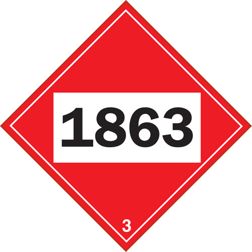 1863 Aviation Fuel Flammable Liquid TDG Placard, Plastic Distribution Industrielle GC