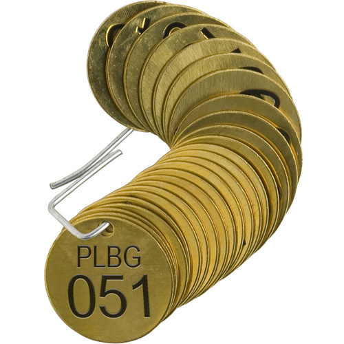 &eacute;tiquettes num&eacute;rot&eacute;es pour vannes PLPG, # 051-075, Laiton, 1,5" dia. Distribution Industrielle GC