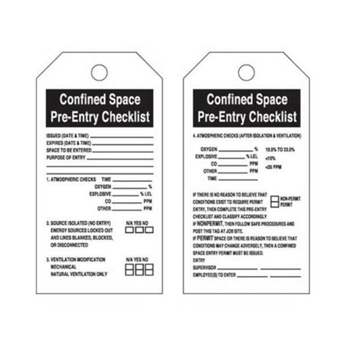 "Confined Space" Tags, Polyester, 3" W x 5-3/4" H, English Distribution Industrielle GC
