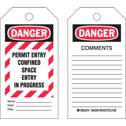 &eacute;tiquettes Confined Space, Polyester, 3" la x 5-3/4" h, Anglais Distribution Industrielle GC
